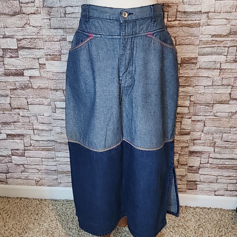 Of Jeans Vintage Long Soft Blue Denim Skirt